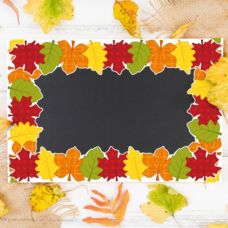 BeYumi Fall Leaves Border Trim - 65ft Fall Plaid Maple Leaves Shape Rolled Border Trim Autumn Thanksgiving Bulletin Board Colorful Harvest Party Decor School Classroom Office Chalkboard Decoration - Image 4